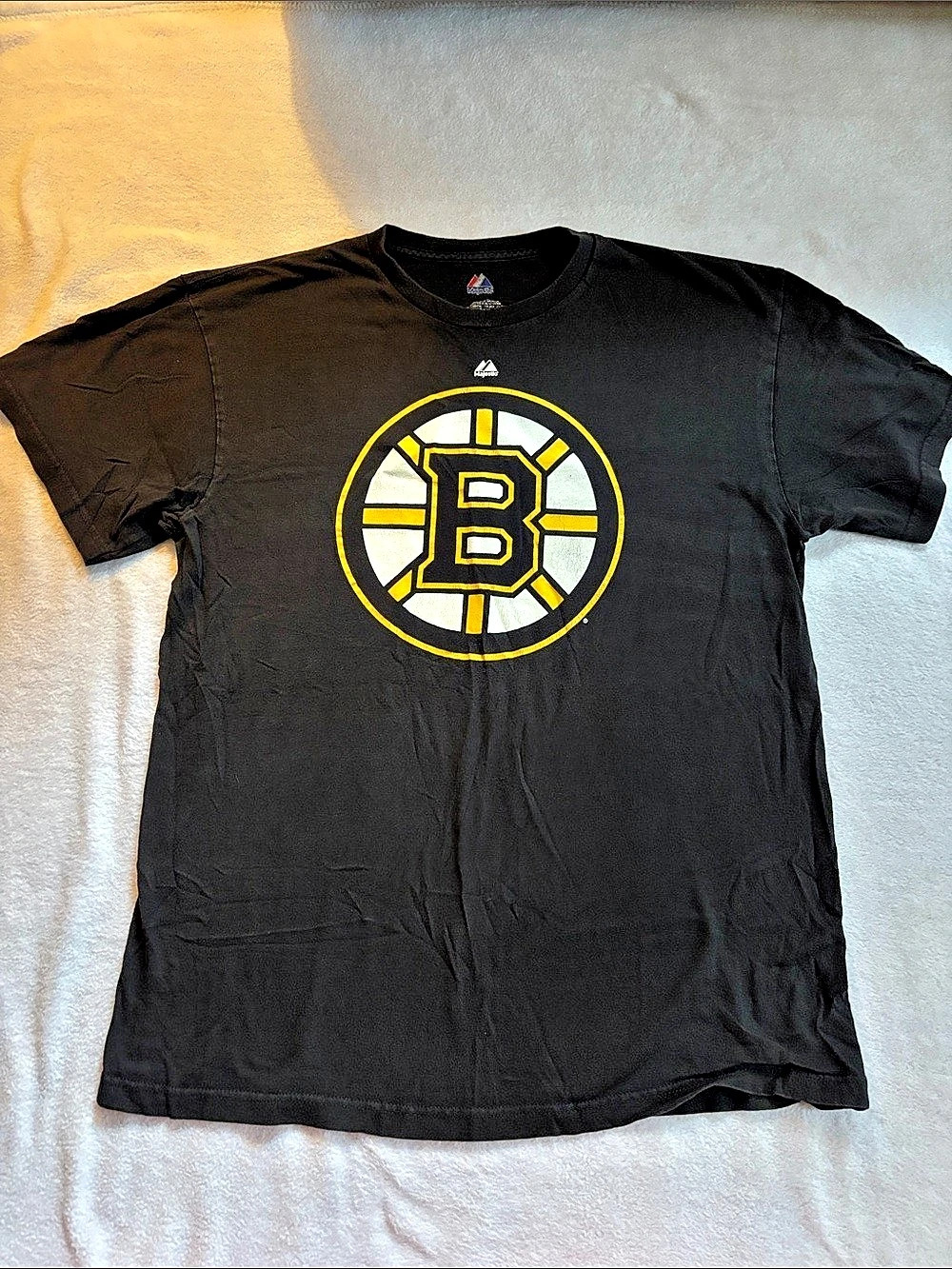 Majestic Boston Bruins #1 Dad Logo T-Shirt Black & Yellow Large